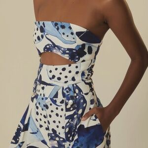 Farm Rio Off-White Mantas Strapless Maxi Jumpsuit